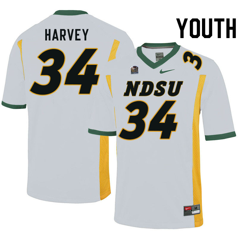Youth #34 Jonathan Harvey North Dakota State Bison College Football Jerseys Stitched-White